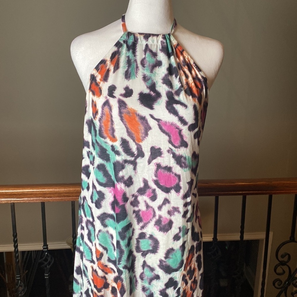 Venus Halter Sleeveless Animal Printed Open Back Maxi Long Dress size L - Picture 2 of 9